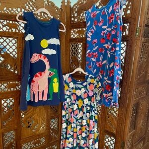 Girls 6-7 yr old lot of blue dresses. Hanna Anderson, Tea, & Mini Boden